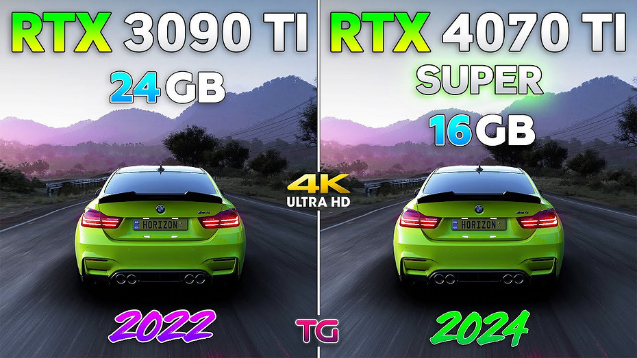 Видеокарты GeForce RTX 3090 Ti и GeForce RTX 4070 Ti SUPER сравнили в 10 ААА-играх